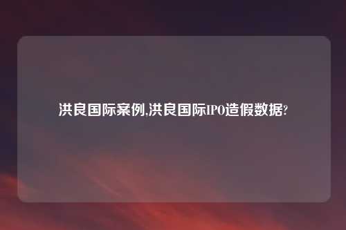 洪良国际案例,洪良国际IPO造假数据?