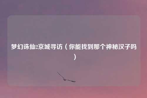 梦幻诛仙2京城寻访(你能找到那个神秘汉子吗)