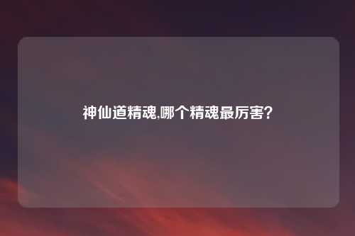 神仙道精魂,哪个精魂最厉害?