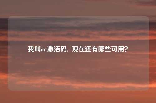我叫mt激活码, 现在还有哪些可用?