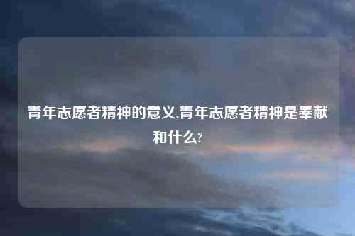 青年志愿者精神的意义,青年志愿者精神是奉献和什么?