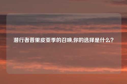 潜行者普里皮亚季的召唤,你的选择是什么?