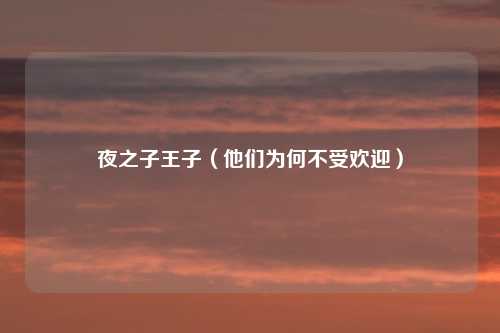 夜之子王子（他们为何不受欢迎）