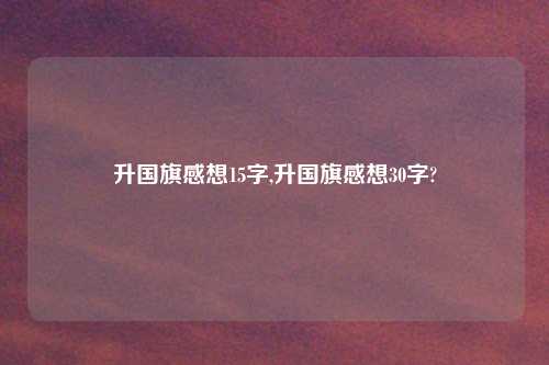 升国旗感想15字,升国旗感想30字?