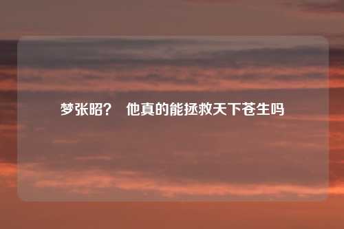 梦张昭？  他真的能拯救天下苍生吗