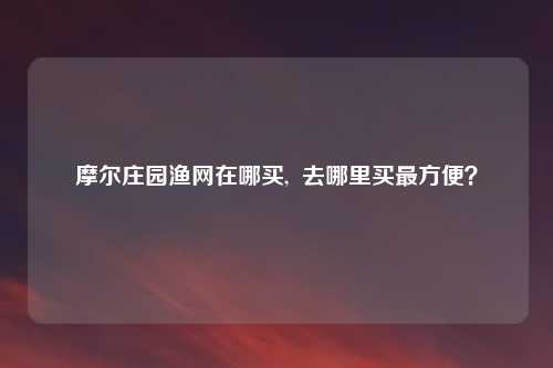 摩尔庄园渔网在哪买, 去哪里买最方便?