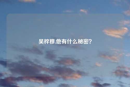 吴梓穆,他有什么秘密？