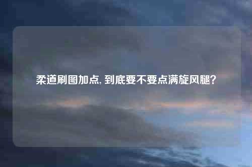 柔道刷图加点, 到底要不要点满旋风腿?
