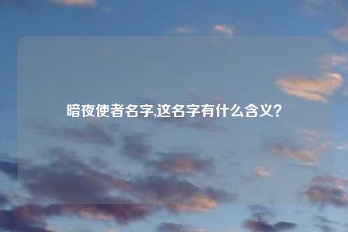 暗夜使者名字,这名字有什么含义？