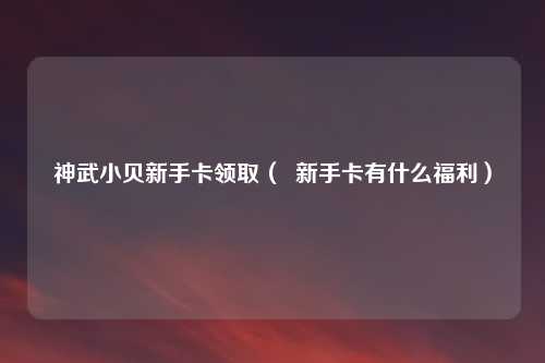 神武小贝新手卡领取( 新手卡有什么福利)