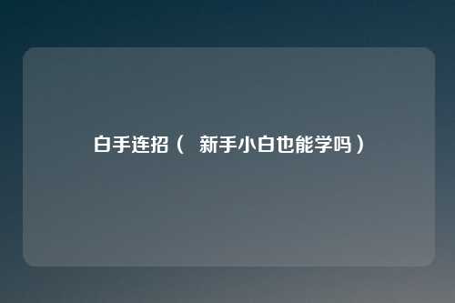 白手连招（  新手小白也能学吗）