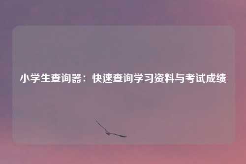小学生查询器：快速查询学习资料与考试成绩