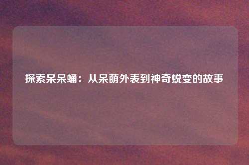 探索呆呆蛹：从呆萌外表到神奇蜕变的故事