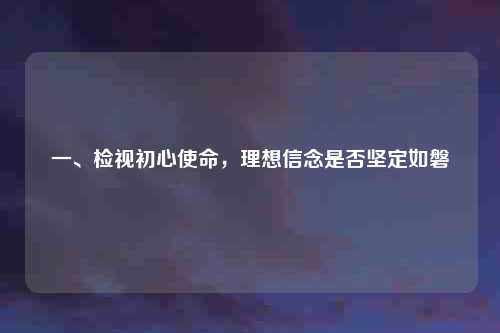 一、检视初心使命，理想信念是否坚定如磐