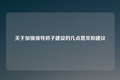 关于加强领导班子建设的几点意见和建议