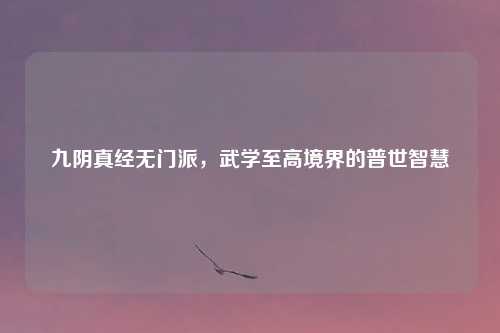 九阴真经无门派，武学至高境界的普世智慧