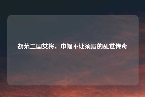 胡莱三国女将，巾帼不让须眉的乱世传奇