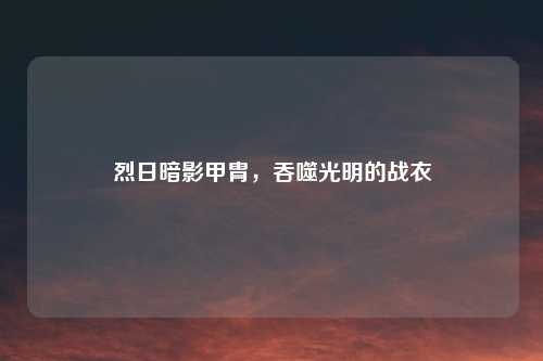 烈日暗影甲胄，吞噬光明的战衣