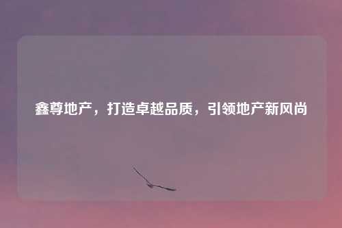 鑫尊地产，打造卓越品质，引领地产新风尚