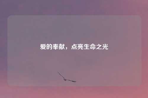 爱的奉献，点亮生命之光