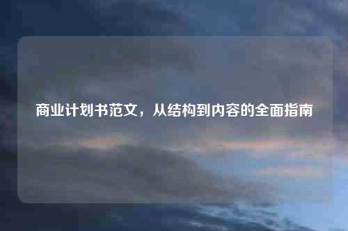 商业计划书范文，从结构到内容的全面指南