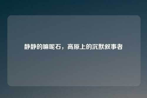 静静的嘛呢石，高原上的沉默叙事者
