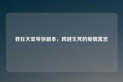 我在天堂等你剧本，跨越生死的爱情寓言
