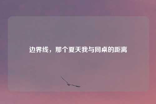 边界线，那个夏天我与同桌的距离
