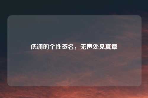 低调的个性签名，无声处见真章