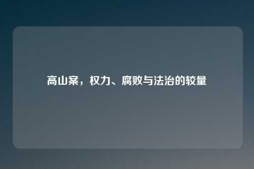 高山案，权力、腐败与法治的较量