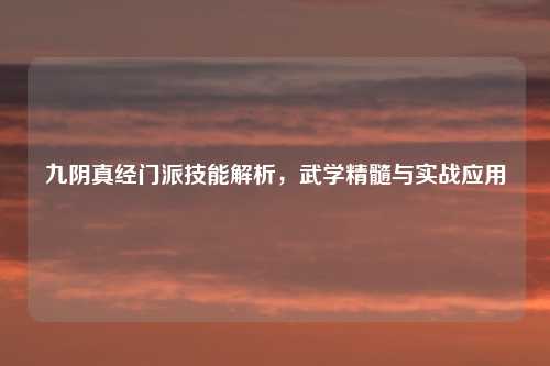 九阴真经门派技能解析，武学精髓与实战应用