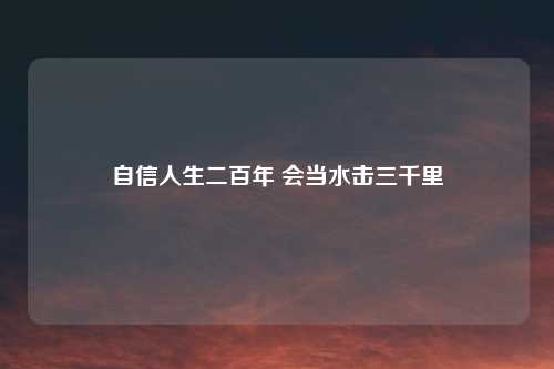 自信人生二百年 会当水击三千里
