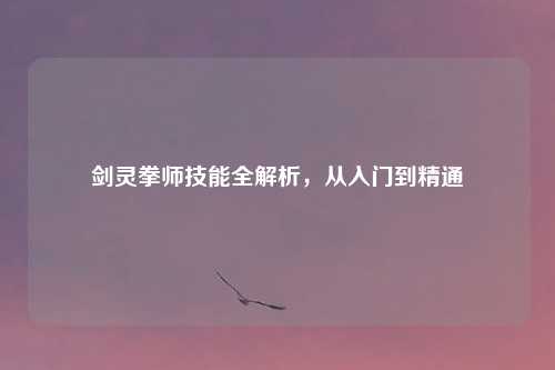 剑灵拳师技能全解析，从入门到精通