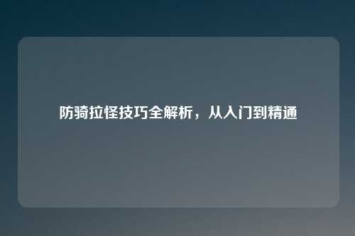 防骑拉怪技巧全解析，从入门到精通
