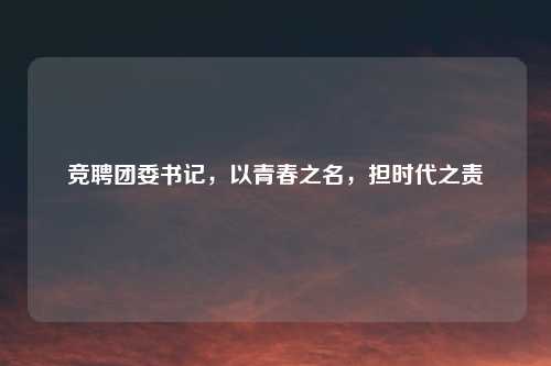 竞聘团委书记，以青春之名，担时代之责
