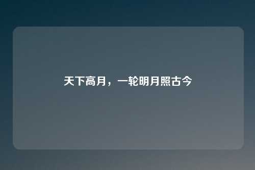 天下高月，一轮明月照古今